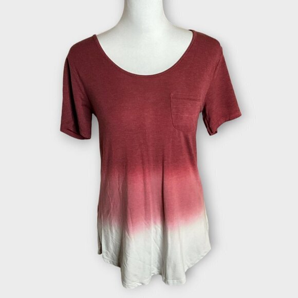 RUE21 Ombre Keyhole Back Tee Maroon to Cream Size M - Picture 4 of 5